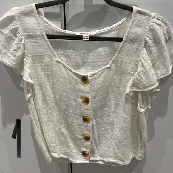 American Eagle white blouse with buttons - Picture 3 of 3